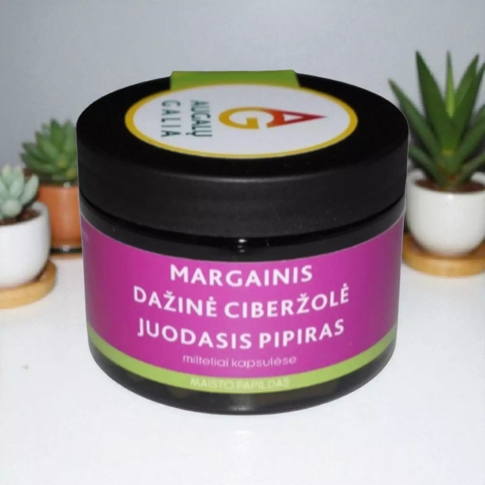 Margainis, dažinė ciberžolė ir juodasis pipiras, 60 kapsulių Margainis, dažinė ciberžolė ir juodasis pipiras, 60 kapsulių
