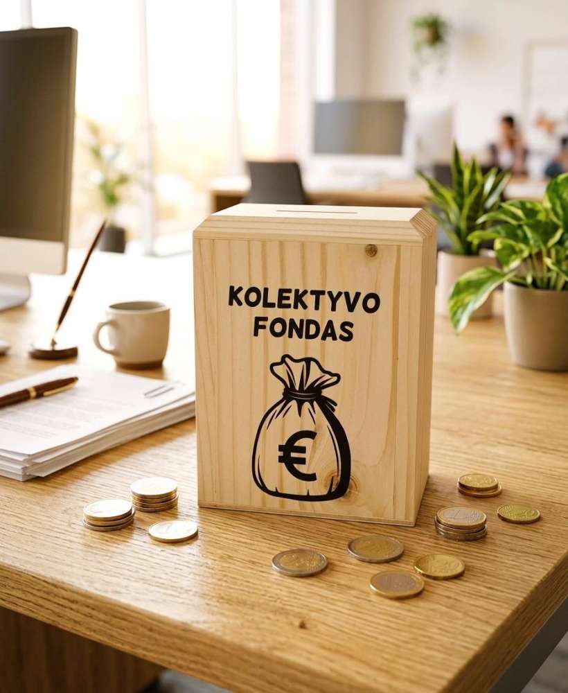 Medinė taupyklė su spauda „Kolektyvo fondas“ (13,5x10x6) Medinė taupyklė su spauda „Kolektyvo fondas“ (13,5x10x6)