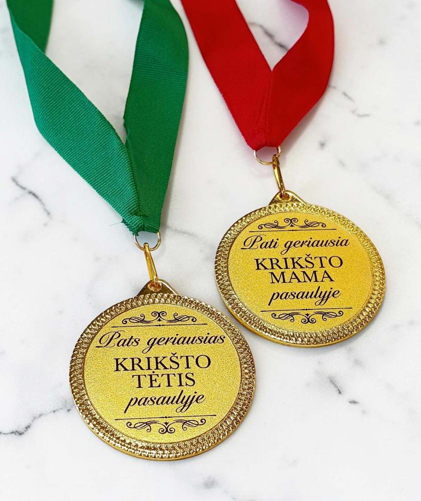 Metaliniai medaliai „Pats geriausias krikšto tėtis pasaulyje“ ir „Pati geriausia krikšto mama pasaulyje“ Metaliniai medaliai „Pats geriausias krikšto tėtis pasaulyje“ ir „Pati geriausia krikšto mama pasaulyje“