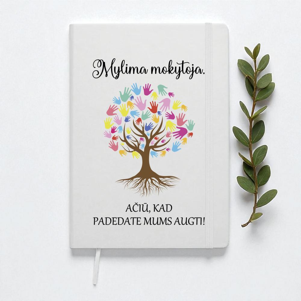 Balta užrašų knygutė „Mylima Mokytoja, ačiū, kad padedate mums augti“ Balta užrašų knygutė „Mylima Mokytoja, ačiū, kad padedate mums augti“