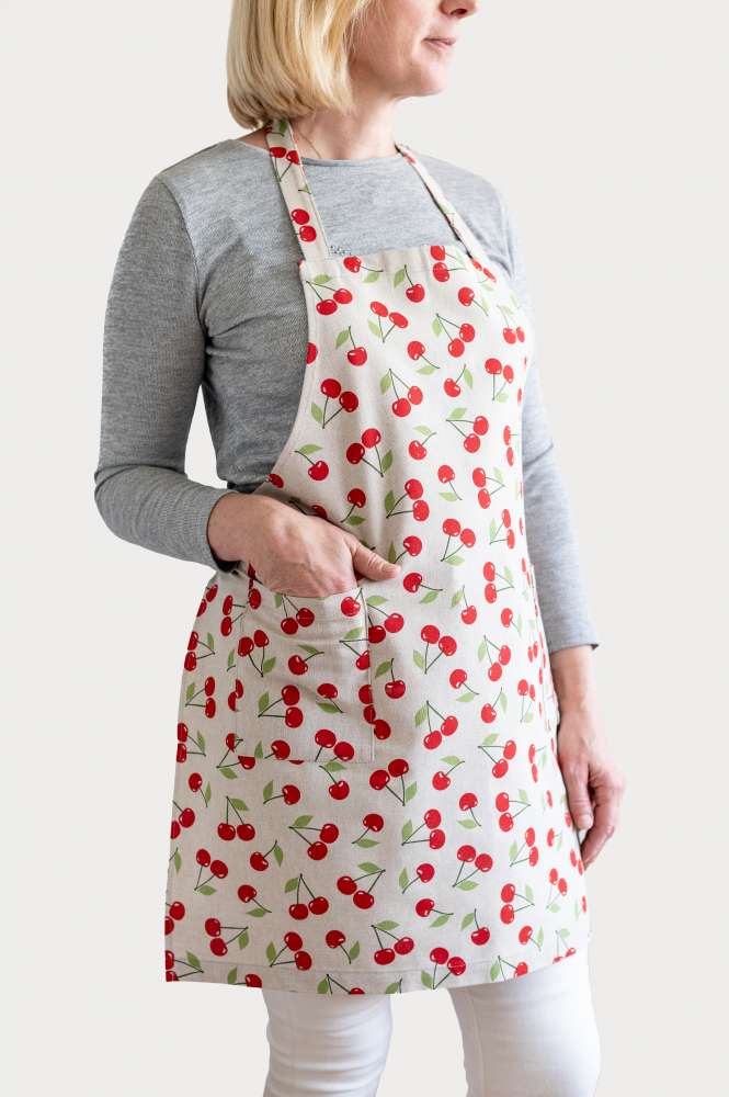 Moteriška medvilninė prijuostė su vyšniomis 🍒 Moteriška medvilninė prijuostė su vyšniomis 🍒