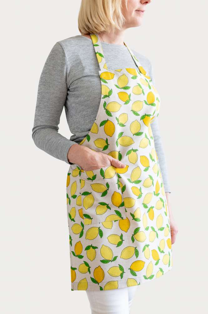 Moteriška medvilninė prijuostė su citrinomis 🍋 Moteriška medvilninė prijuostė su citrinomis 🍋