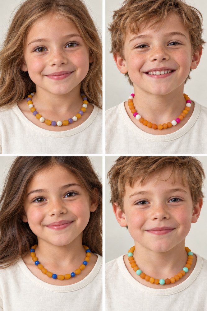 🧡 Vaikiški gintaro karoliai su spalvotais akmenukais (32–33 cm) BN0055 🧡 Vaikiški gintaro karoliai su spalvotais akmenukais (32–33 cm) BN0055