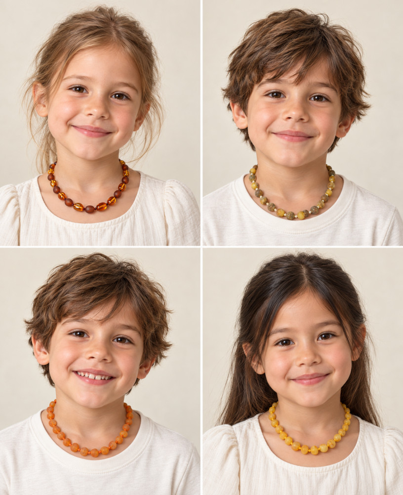 🧡 Vaikiški nepoliruoto Baltijos gintaro karoliai – 4 modeliai BN0051 🧡 Vaikiški nepoliruoto Baltijos gintaro karoliai – 4 modeliai BN0051