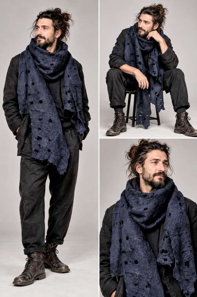 Tamsiai mėlynas hipster stiliaus šalikas Tamsiai mėlynas hipster stiliaus šalikas